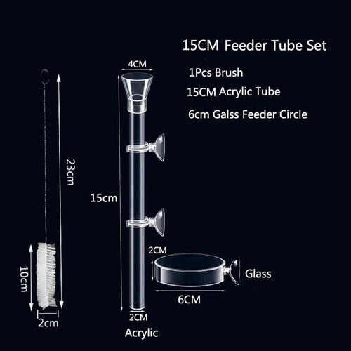 Planet Gates 15cm feeder set Acrylic Aquarium Feeder Tube Dish Transparent Fish Tank Shrimp Snail Shrimp Food Feeder Bowl Aquarium Feeding Accessories