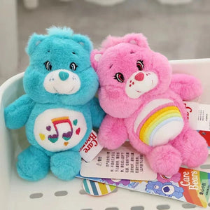 Planet Gates 15CM Miniso Kawaii Care Bears Key Chain Cartoon Cute Anime Pendant Genuine Rainbow Bear Plush Toy Children's Girl Birthday Gift