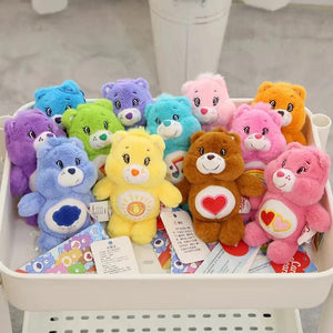 Planet Gates 15CM Miniso Kawaii Care Bears Key Chain Cartoon Cute Anime Pendant Genuine Rainbow Bear Plush Toy Children's Girl Birthday Gift