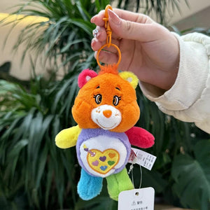 Planet Gates 15CM Miniso Kawaii Care Bears Key Chain Cartoon Cute Anime Pendant Genuine Rainbow Bear Plush Toy Children's Girl Birthday Gift