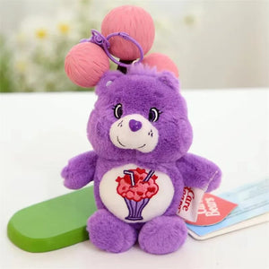 Planet Gates 15CM Miniso Kawaii Care Bears Key Chain Cartoon Cute Anime Pendant Genuine Rainbow Bear Plush Toy Children's Girl Birthday Gift