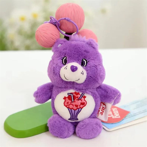 Planet Gates 15CM Miniso Kawaii Care Bears Key Chain Cartoon Cute Anime Pendant Genuine Rainbow Bear Plush Toy Children's Girl Birthday Gift