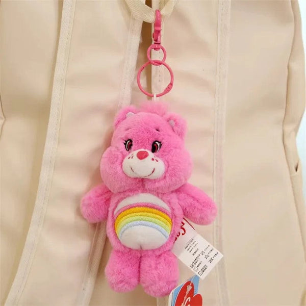 Planet Gates 15CM Miniso Kawaii Care Bears Key Chain Cartoon Cute Anime Pendant Genuine Rainbow Bear Plush Toy Children's Girl Birthday Gift