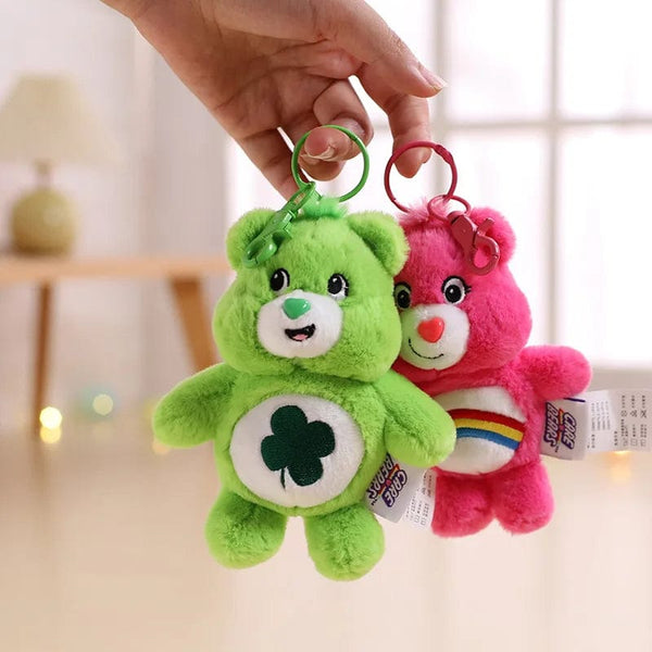 Planet Gates 15CM Miniso Kawaii Care Bears Key Chain Cartoon Cute Anime Pendant Genuine Rainbow Bear Plush Toy Children's Girl Birthday Gift
