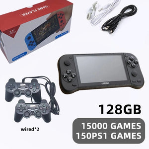 Planet Gates 15k with wired VILCORN X50 MAX Handheld Game Console for PS1 Retro Games Kids Video Game Player for GBA/SNES Portable Audio Gaming Console