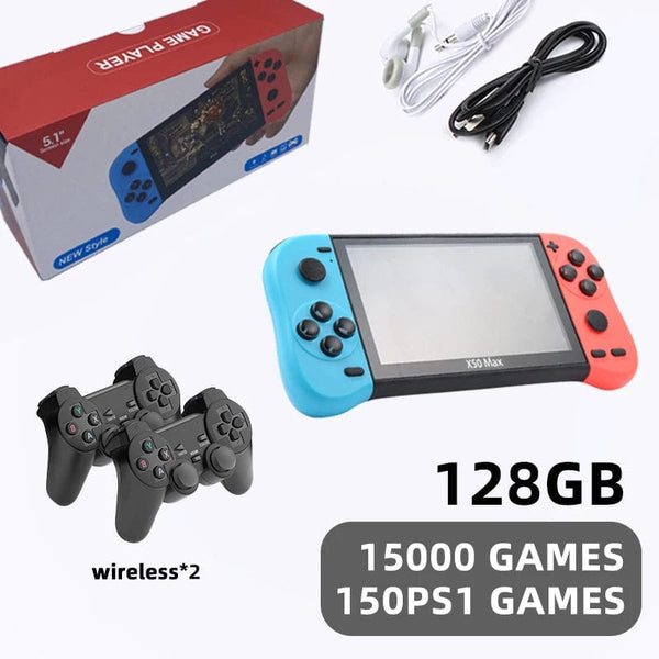Planet Gates 15k with wireless VILCORN X50 MAX Handheld Game Console for PS1 Retro Games Kids Video Game Player for GBA/SNES Portable Audio Gaming Console