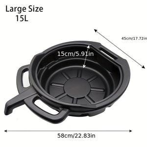 Planet Gates 15L 1pc PMMJ Oil Drain Pan Waste Engine Oil Collector Tank With Handle Gearbox Oil Drip Tray For Car Repair Fuel Fluid Change Garage Tool