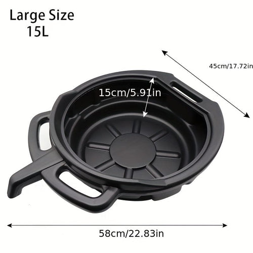 Planet Gates 15L 1pc PMMJ Oil Drain Pan Waste Engine Oil Collector Tank With Handle Gearbox Oil Drip Tray For Car Repair Fuel Fluid Change Garage Tool