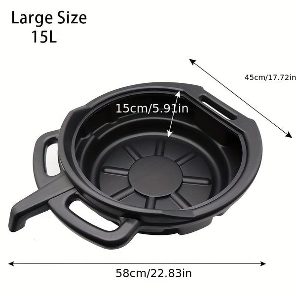 Planet Gates 15L 1pc PMMJ Oil Drain Pan Waste Engine Oil Collector Tank With Handle Gearbox Oil Drip Tray For Car Repair Fuel Fluid Change Garage Tool