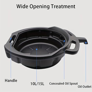Planet Gates 15L 1pc PMMJ Oil Drain Pan Waste Engine Oil Collector Tank With Handle Gearbox Oil Drip Tray For Car Repair Fuel Fluid Change Garage Tool