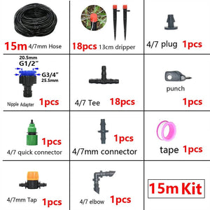 Planet Gates 15M DIY Drip Irrigation System Automatic Watering Kit Irrigation Timer Garden Hose Adjustable Dripper Garden Tool Set