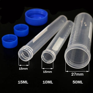 Planet Gates 15ml 10 Pieces 50ML/15ML/10ML Laboratory Sample Screw Round Bottom Plastic Test Tube Ep Tube with Scale Screw Cap Centrifuge Tube