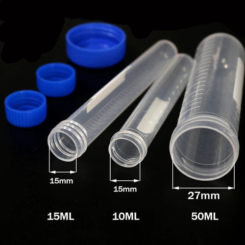 Planet Gates 15ml 10 Pieces 50ML/15ML/10ML Laboratory Sample Screw Round Bottom Plastic Test Tube Ep Tube with Scale Screw Cap Centrifuge Tube