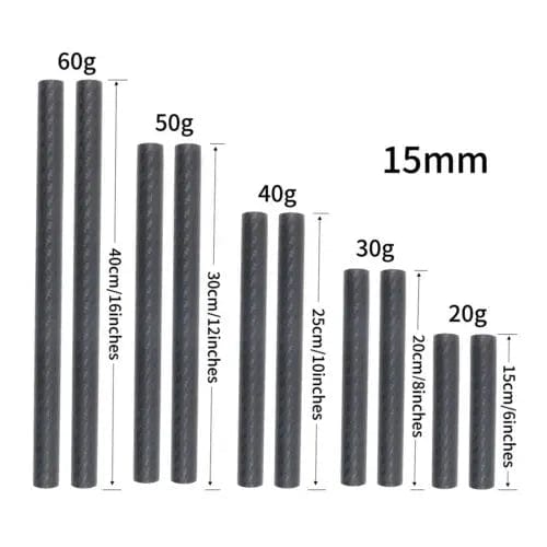 Planet Gates 15mm 6inch 2 pcs 15mm Carbon Fiber Rod 6"/8"/10"/12"/16" for DSLR Rail Support System