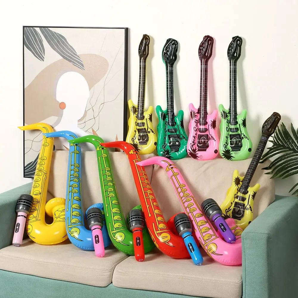 Planet Gates 15Pcs Inflatable Instruments Toy Music Balloons Set Simulation Instrument Guitars Saxophones Microphones Party Toy