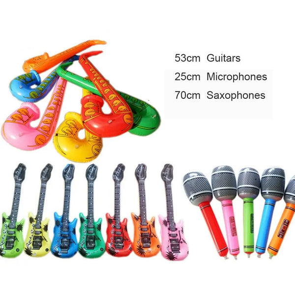 Planet Gates 15Pcs Inflatable Instruments Toy Music Balloons Set Simulation Instrument Guitars Saxophones Microphones Party Toy