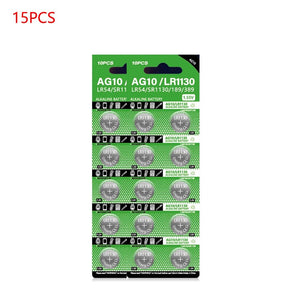 Planet Gates 15PCS LR1130 AG10 LR54 Cell Coin 1.55V SR54 389 189 LR1130 SR1130 Alkaline Button Batteries for Watch Toys Remote