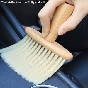 Planet Gates 16*10.5cm/6.29*4.13in Solid Wood Car Air Vent Dust Remover Brush, Car Dust Removal Brush Soft Bristle Brush Car Interior Car Cleaning Accessories