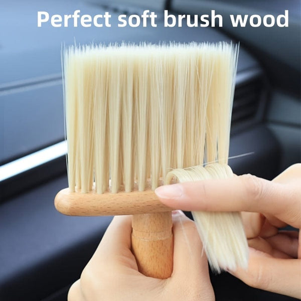 Planet Gates 16*10.5cm/6.29*4.13in Solid Wood Car Air Vent Dust Remover Brush, Car Dust Removal Brush Soft Bristle Brush Car Interior Car Cleaning Accessories