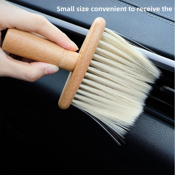 Planet Gates 16*10.5cm/6.29*4.13in Solid Wood Car Air Vent Dust Remover Brush, Car Dust Removal Brush Soft Bristle Brush Car Interior Car Cleaning Accessories