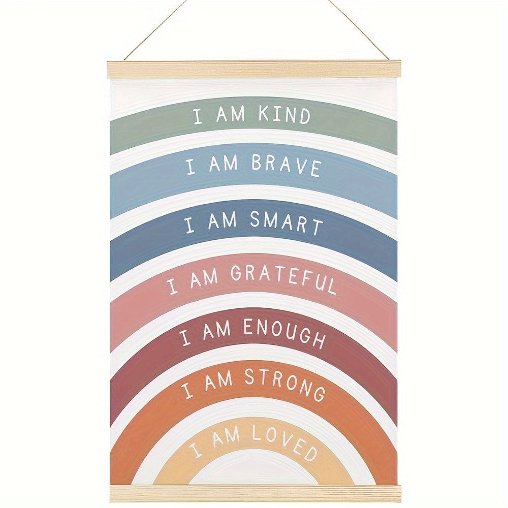 Planet Gates 16*24Inch(40*60cm) 1pc Wood Hanging Scroll Poster, Playroom Wall Decor, Rainbow Affirmations Print, Boho Classroom Decor, Kids Affirmations Poster Wall Decor, Home Room Decor Wall Art 16*24Inch(40*60cm)