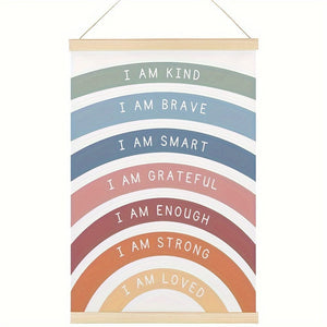Planet Gates 16*24Inch(40*60cm) 1pc Wood Hanging Scroll Poster, Playroom Wall Decor, Rainbow Affirmations Print, Boho Classroom Decor, Kids Affirmations Poster Wall Decor, Home Room Decor Wall Art 16*24Inch(40*60cm)