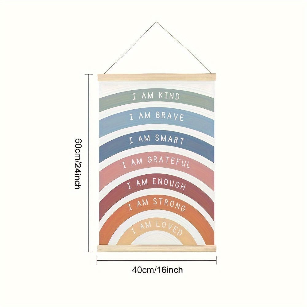 Planet Gates 16*24Inch(40*60cm) 1pc Wood Hanging Scroll Poster, Playroom Wall Decor, Rainbow Affirmations Print, Boho Classroom Decor, Kids Affirmations Poster Wall Decor, Home Room Decor Wall Art 16*24Inch(40*60cm)