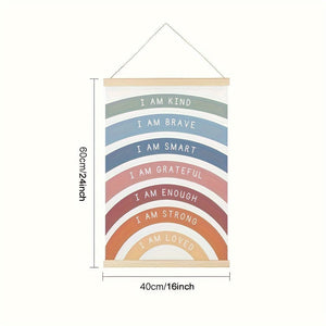 Planet Gates 16*24Inch(40*60cm) 1pc Wood Hanging Scroll Poster, Playroom Wall Decor, Rainbow Affirmations Print, Boho Classroom Decor, Kids Affirmations Poster Wall Decor, Home Room Decor Wall Art 16*24Inch(40*60cm)