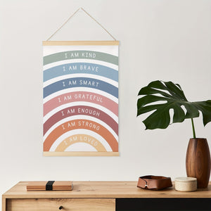 Planet Gates 16*24Inch(40*60cm) 1pc Wood Hanging Scroll Poster, Playroom Wall Decor, Rainbow Affirmations Print, Boho Classroom Decor, Kids Affirmations Poster Wall Decor, Home Room Decor Wall Art 16*24Inch(40*60cm)
