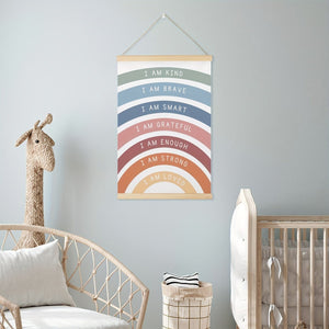 Planet Gates 16*24Inch(40*60cm) 1pc Wood Hanging Scroll Poster, Playroom Wall Decor, Rainbow Affirmations Print, Boho Classroom Decor, Kids Affirmations Poster Wall Decor, Home Room Decor Wall Art 16*24Inch(40*60cm)