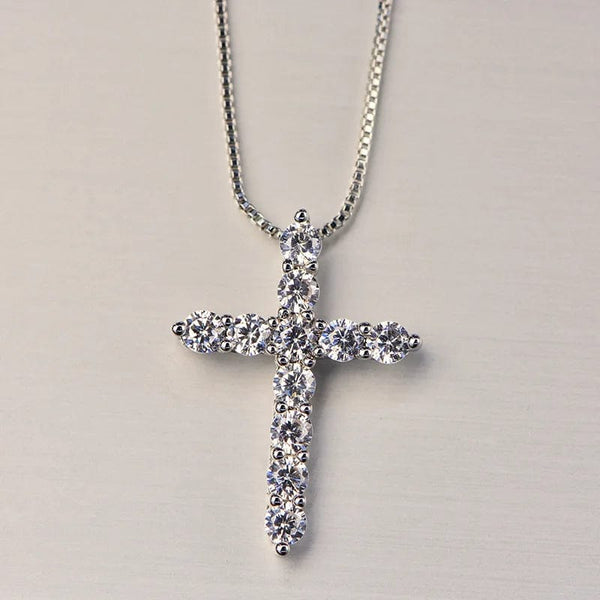 Planet Gates 16-24inches 925 Sterling Silver Necklace Box chain Shiny crystal classic cross Pendant For Women men Fashion Jewelry Gifts