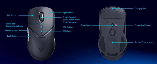 Planet Gates 16 Rapoo VT9PRO Wireless Gaming Mouse Esports Grade 68g Ultra-Light 26000DPI 8 Buttons Optical PAW3398 Computer Mouse For Laptop PC