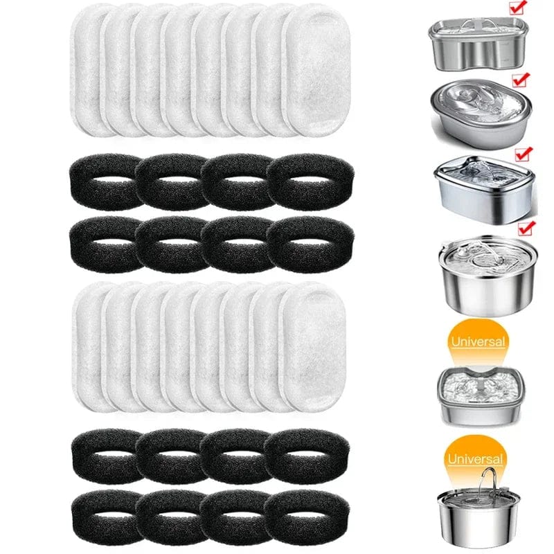 Planet Gates 16 sets 16 Sets Cat Water Fountain Filters for 108Oz/3.2L and 67Oz/2L Adjustable Water Flow Pet Water Fountain Cat Fountain Accessories