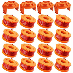 Planet Gates 16 Spools + 4 Caps 20 Packs Replacement 10ft (3m) Grass Trimmer Line Spool, Edger Line Spool Compatible Model Worx WA0010 (16 Replacement Line Spool, 4 Trimmer Cap)