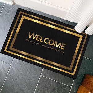 Planet Gates 16"x24"/40x60cm 1pc Dirt Resistant Welcome Doormat, Golden Modern Low Pile Indoor Outdoor Entrance Mat For High Traffic Area, Absorbent Bath Mat, Suitable For Living Room Bedroom Bathroom Kitchen Balcony Patio Carpet