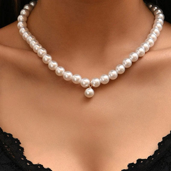 Planet Gates 16 YWZIXLN 2021 Trend Elegant Jewelry Wedding Big Pearl Necklace For Women Fashion White Imitation Pearl Choker Necklace N0179