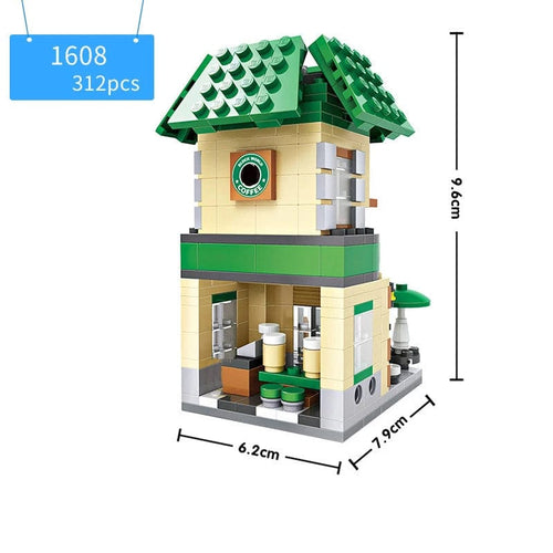 Planet Gates 1608 Mini Bricks City View Scene Mini Street Model Building Block Toys Gaming Room Candy Shop Toy Store Architecture Children DIY