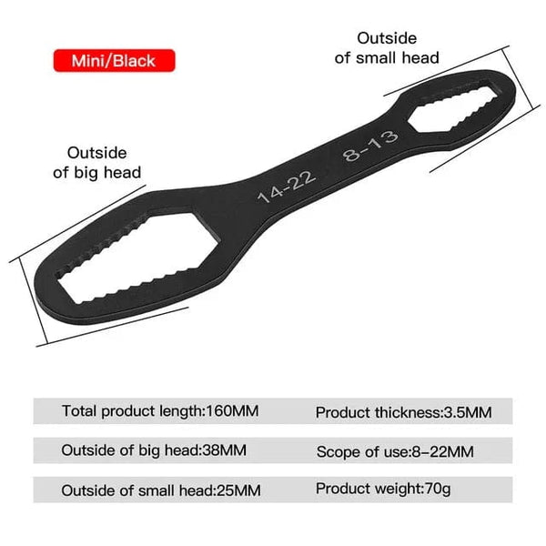 Planet Gates 160mm 8-22mm A 8-22mm Universal Torx Wrench Self-tightening Adjustable Glasses Wrench Board Double-head Torx Spanner Hand Tools for Factory
