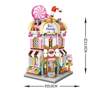 Planet Gates 1644 Mini Bricks City View Scene Mini Street Model Building Block Toys Gaming Room Candy Shop Toy Store Architecture Children DIY