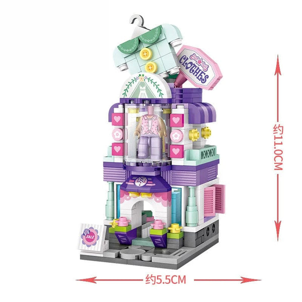 Planet Gates 1648 Mini Bricks City View Scene Mini Street Model Building Block Toys Gaming Room Candy Shop Toy Store Architecture Children DIY