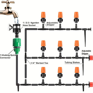 Planet Gates 164ft DIY Garden Drip Irrigation System - Easily Adjust Watering Amount & Save Time & Water!