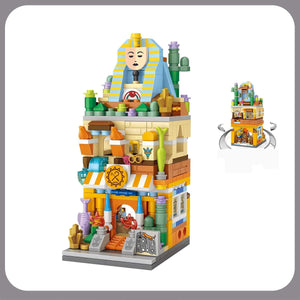 Planet Gates 1652 Mini Bricks City View Scene Mini Street Model Building Block Toys Gaming Room Candy Shop Toy Store Architecture Children DIY