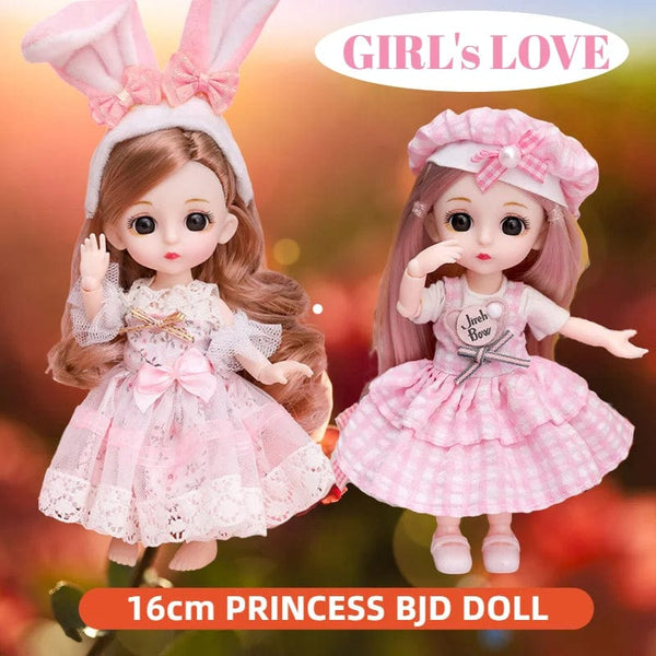 Planet Gates 16cm Princess BJD 1/12 Doll with Clothes and Shoes Movable 13 Joints Cute Sweet Face Girl Gift Child Toys