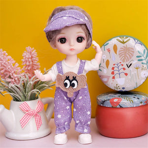 Planet Gates 16cm Princess BJD 1/12 Doll with Clothes and Shoes Movable 13 Joints Cute Sweet Face Girl Gift Child Toys