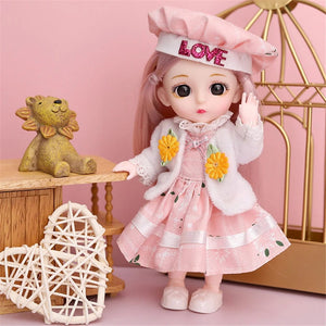 Planet Gates 16cm Princess BJD 1/12 Doll with Clothes and Shoes Movable 13 Joints Cute Sweet Face Girl Gift Child Toys