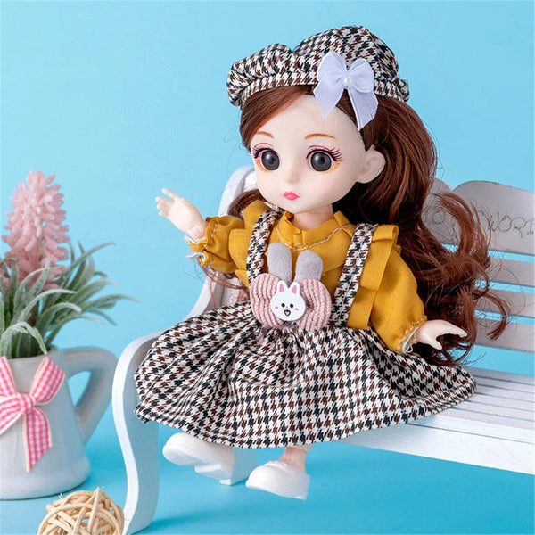 Planet Gates 16cm Princess BJD 1/12 Doll with Clothes and Shoes Movable 13 Joints Cute Sweet Face Girl Gift Child Toys