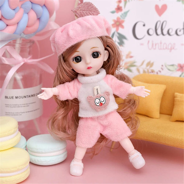 Planet Gates 16cm Princess BJD 1/12 Doll with Clothes and Shoes Movable 13 Joints Cute Sweet Face Girl Gift Child Toys