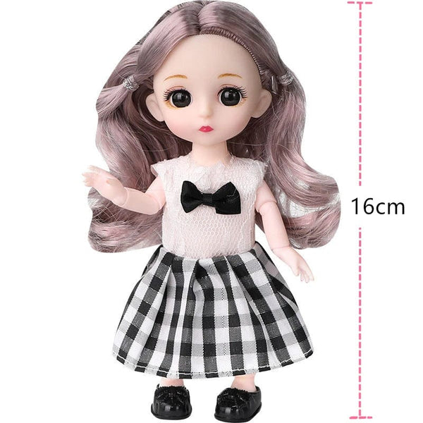 Planet Gates 16cm Princess BJD 1/12 Doll with Clothes and Shoes Movable 13 Joints Cute Sweet Face Girl Gift Child Toys