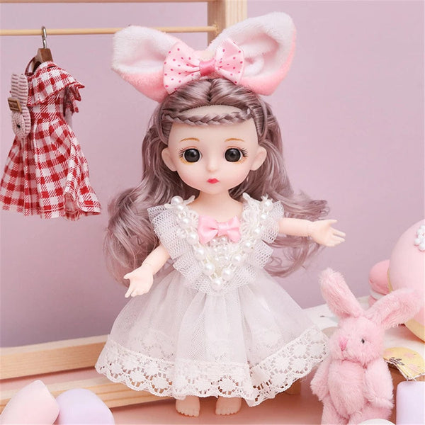 Planet Gates 16cm Princess BJD 1/12 Doll with Clothes and Shoes Movable 13 Joints Cute Sweet Face Girl Gift Child Toys