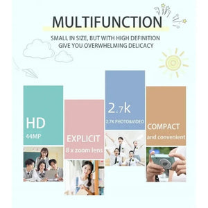 Planet Gates 16G card 4K Digital Camera Travel Selfie Camara 50 Megapixels HD Photography 2.4inch Screen Entry-Level Kids Campus Selfie Mini Retro Cam